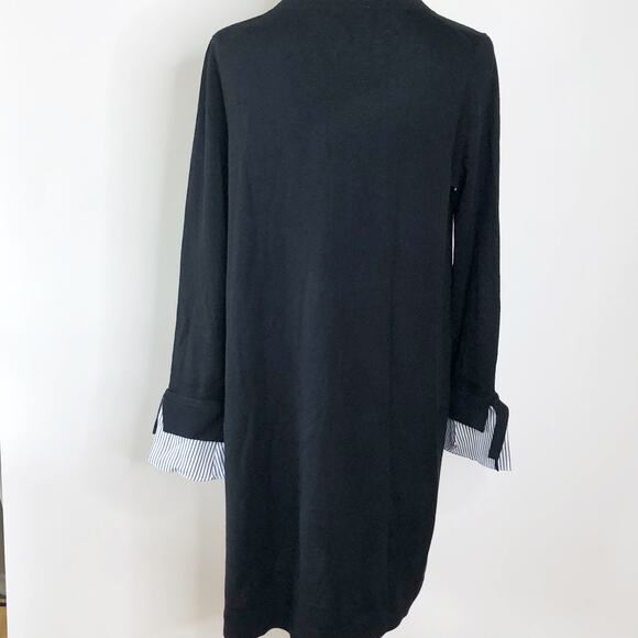 Loft Large Dress Knit Black Crew Neck NEW! Soft With Flip Cuff Detail - Picture 3 of 7